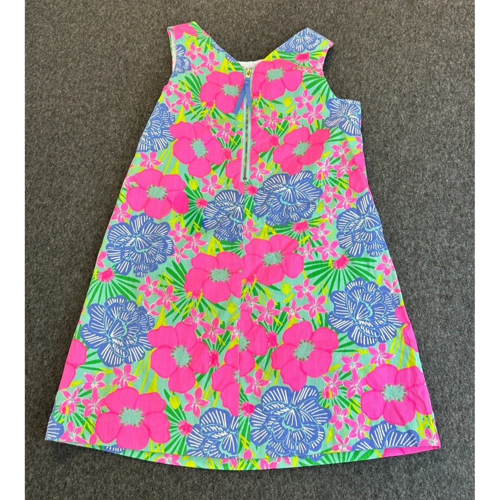 Tommy Bahama Girls Pink Blue Floral Cotton Pique Shift Dress Size 7 Tropical - Picture 11 of 15